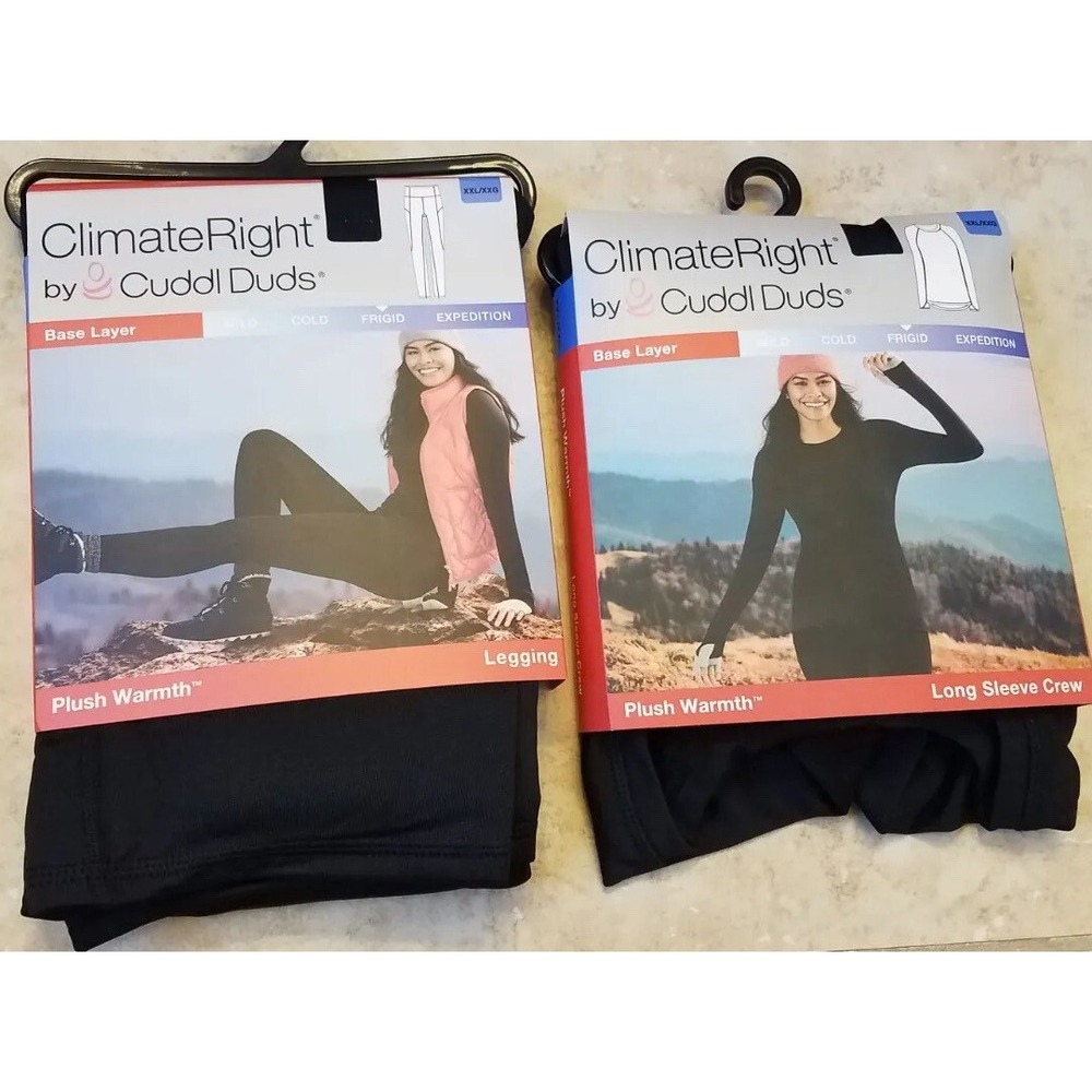 ClimateRight Cuddl Duds Baselayer Set Women XXL Plush Warmth Underwear Black NEW